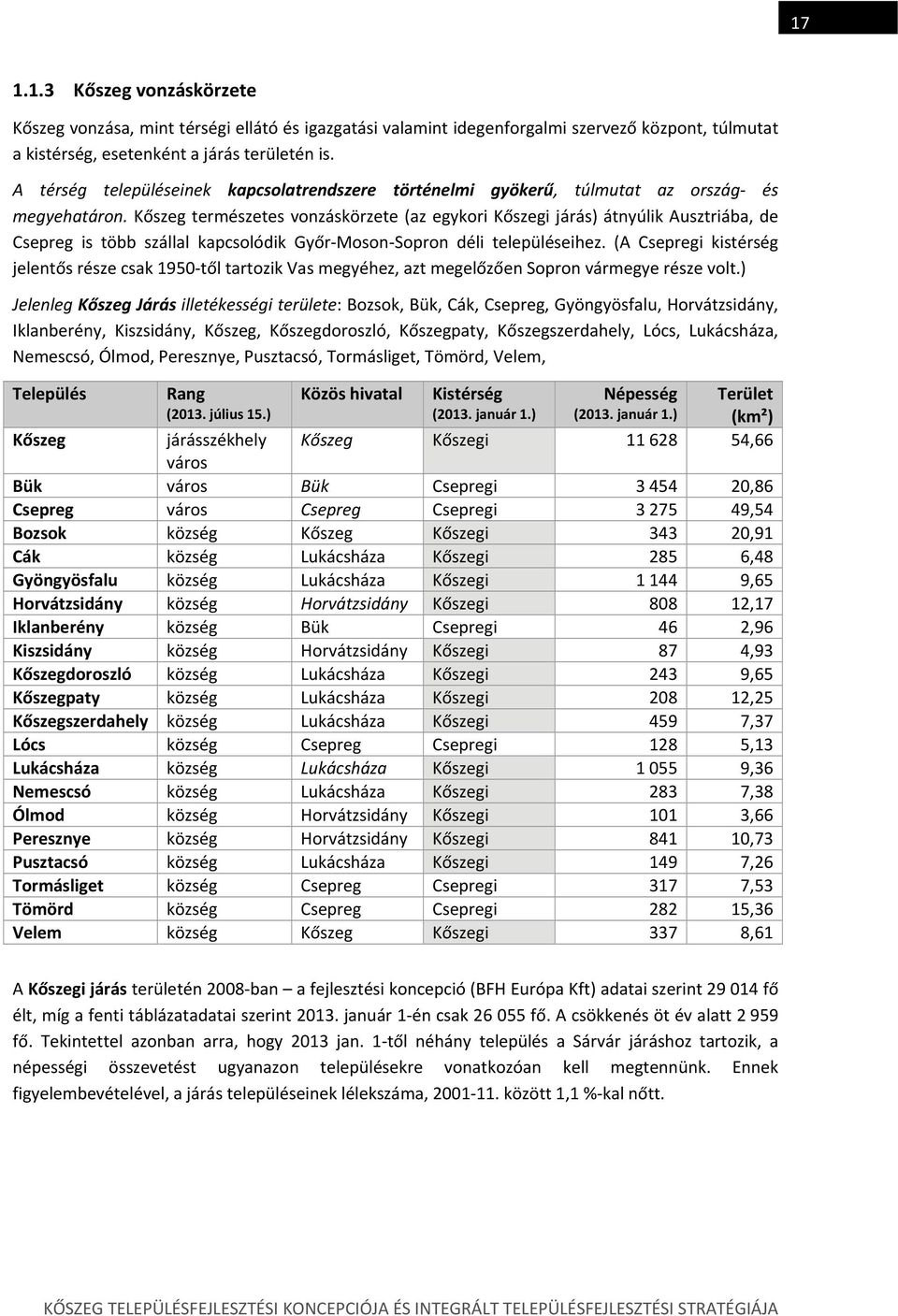 Kőszeg természetes vonzáskörzete (az egykori Kőszegi járás) átnyúlik Ausztriába, de Csepreg is több szállal kapcsolódik Győr Moson Sopron déli településeihez.