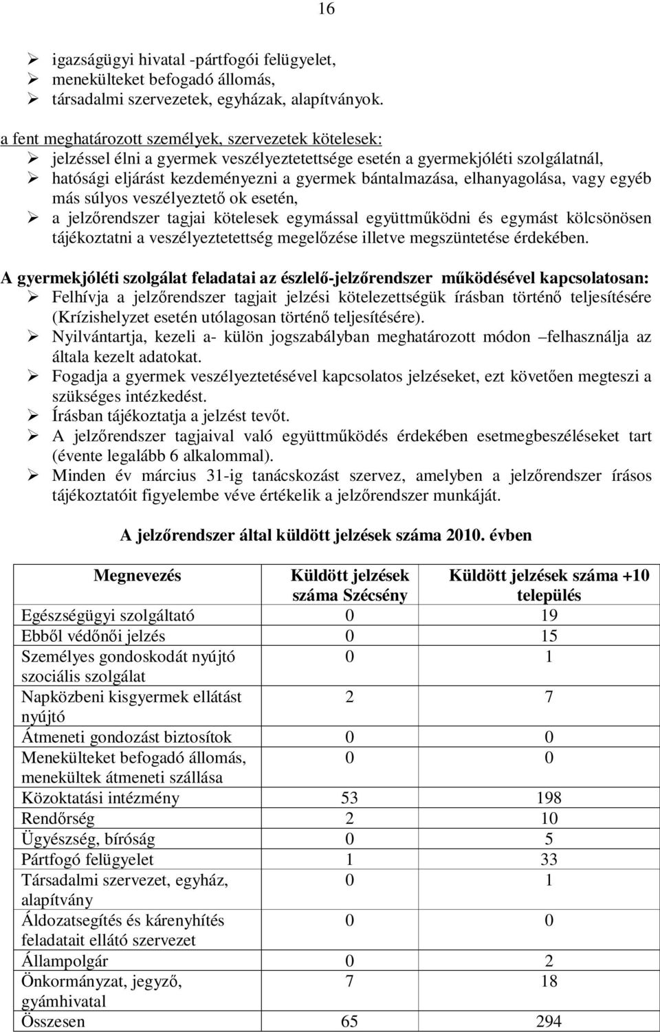 elhanyagolása, vagy egyéb más súlyos veszélyeztető ok esetén, a jelzőrendszer tagjai kötelesek egymással együttműködni és egymást kölcsönösen tájékoztatni a veszélyeztetettség megelőzése illetve