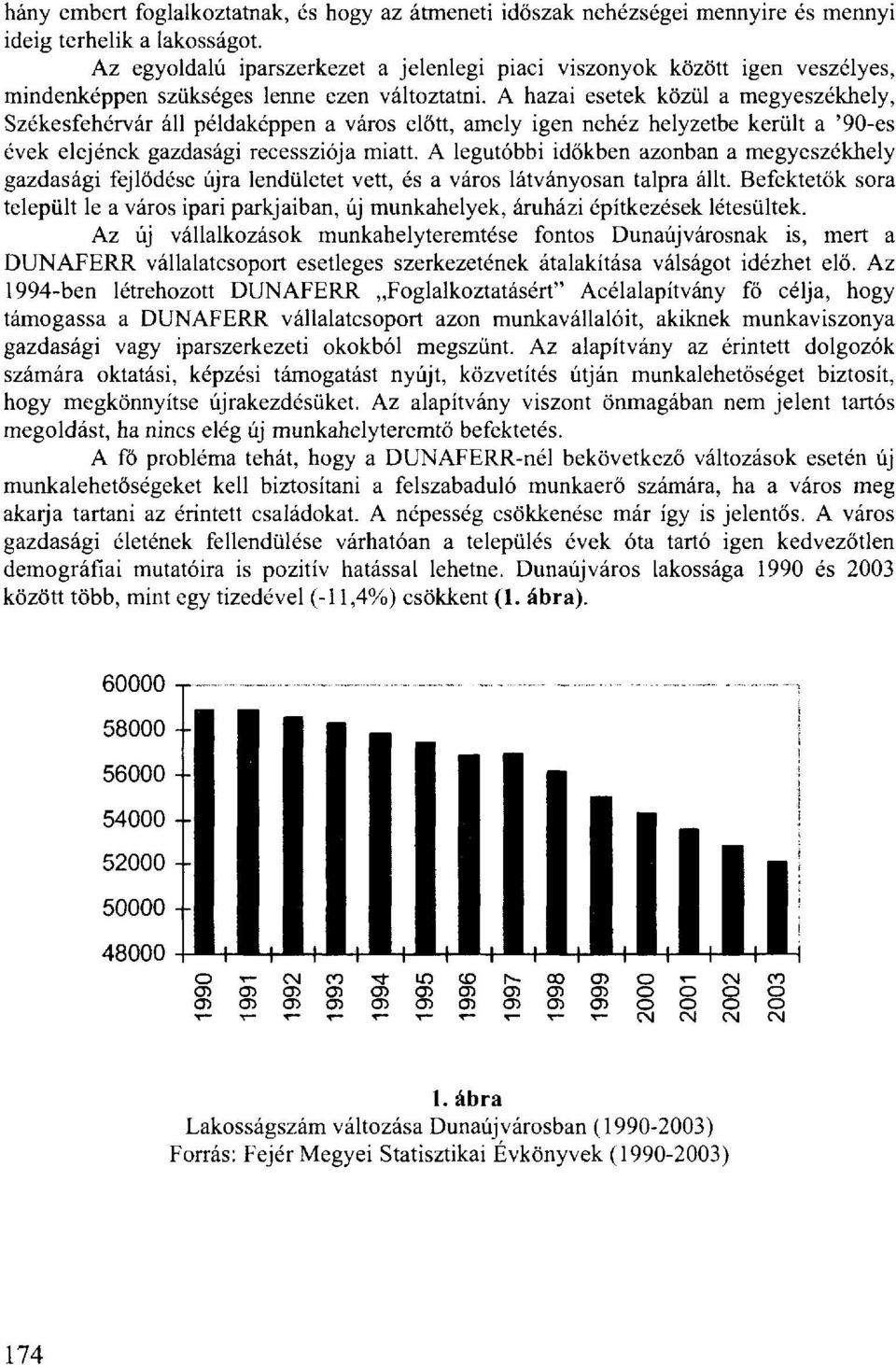 A hazai esetek közül a megyeszékhely, Székesfehérvár áll példaképpen a város előtt, amely igen nehéz helyzetbe került a '90-es évek elejének gazdasági recessziója miatt.