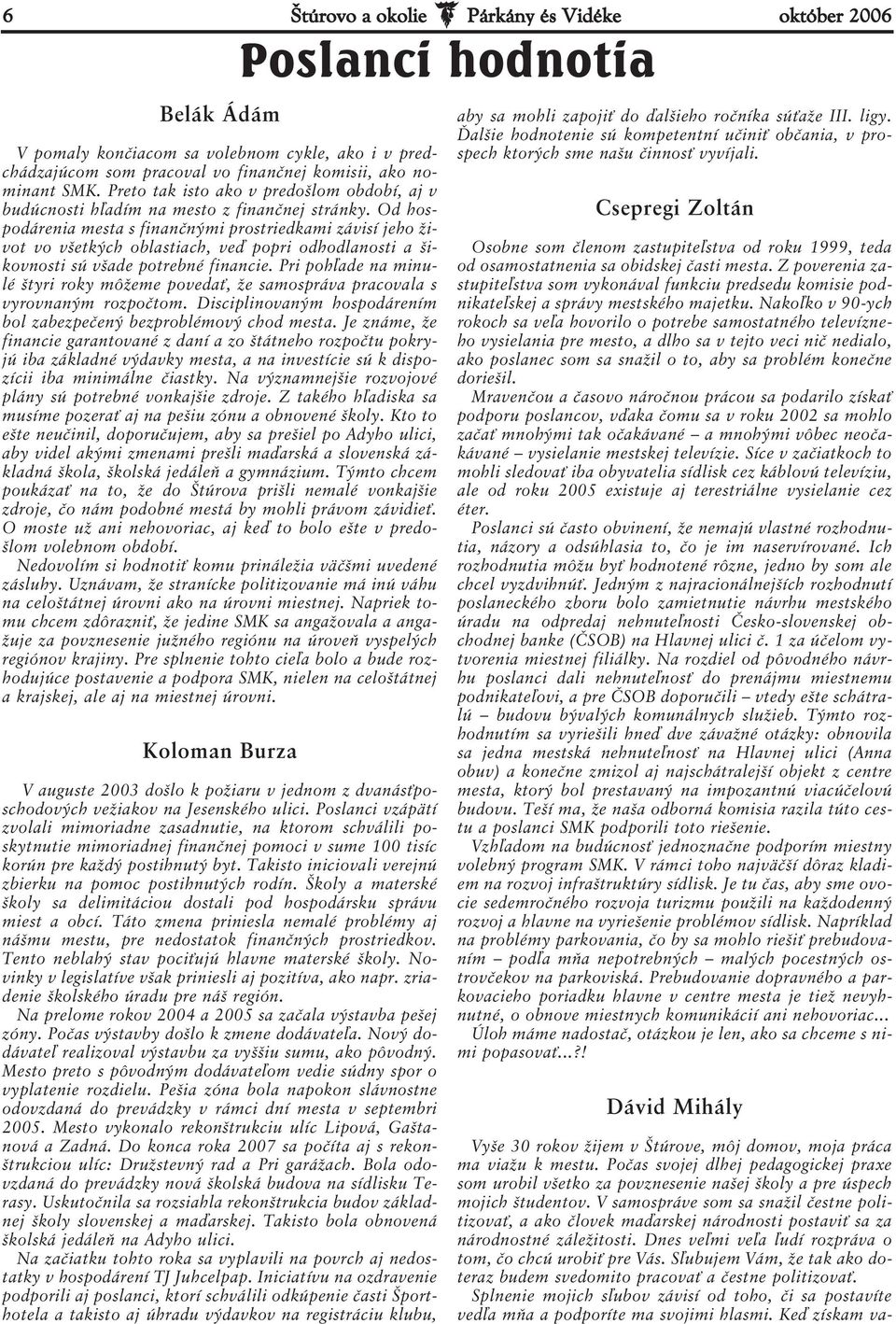 Od hos - po dá re nia mes ta s fi nan čný mi pro stri ed ka mi zá vi sí je ho ži - vot vo všet kých ob las ti ach, veď po pri od hod la nos ti a ši - kov nos ti sú vša de po treb né fi nan cie.