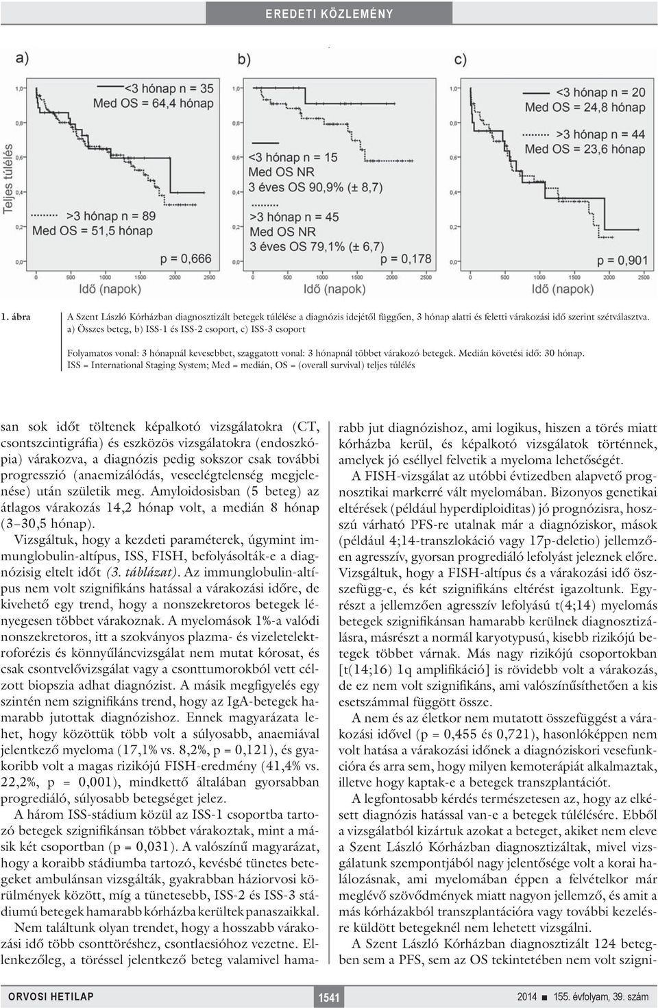 ISS = International Staging System; Med = medián, OS = (overall survival) teljes túlélés san sok időt töltenek képalkotó vizsgálatokra (CT, csontszcintigráfia) és eszközös vizsgálatokra (endoszkópia)