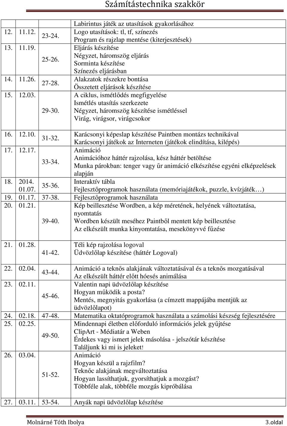 eljárásban Alakzatok részekre bontása Összetett eljárások készítése A ciklus, ismétlődés megfigyelése Ismétlés utasítás szerkezete Négyzet, háromszög készítése ismétléssel Virág, virágsor,