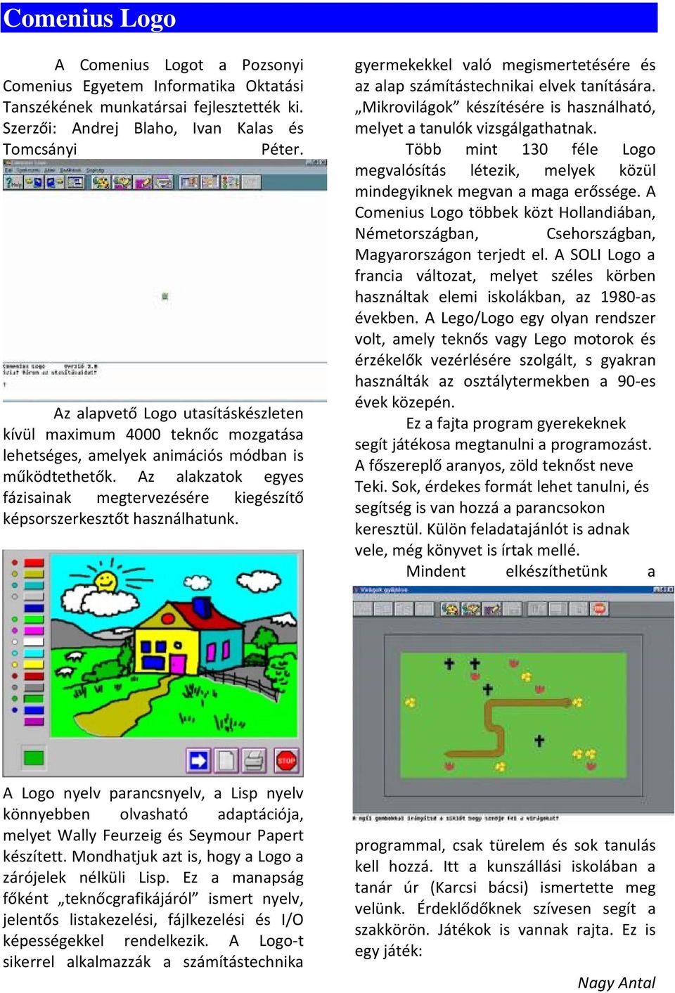 Az alakzatok egyes fázisainak megtervezésére kiegészítő képsorszerkesztőt használhatunk. gyermekekkel való megismertetésére és az alap számítástechnikai elvek tanítására.