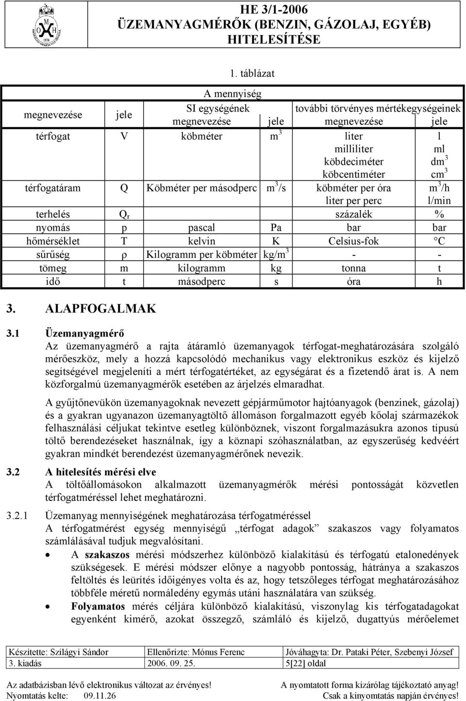 térfogatáram Q Köbméter per másodperc m 3 /s köbméter per óra m 3 /h l/min liter per perc terhelés Q r százalék % nyomás p pascal Pa bar bar hőmérséklet T kelvin K Celsius-fok C sűrűség ρ Kilogramm
