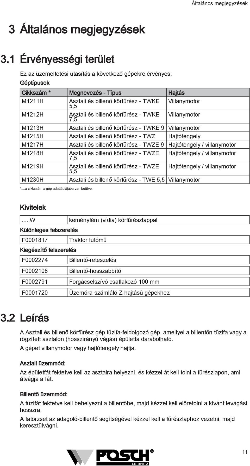 körfűrész - TWKE 7,5 Villanymotor Villanymotor Asztali és billenő körfűrész - TWKE 9 Villanymotor M5H Asztali és billenő körfűrész - TWZ Hajtótengely M7H Asztali és billenő körfűrész - TWZE 9