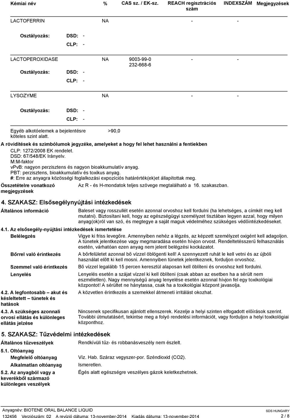 köteles szint alatt. >90,0 A rövidítések és szimbólumok jegyzéke, amelyeket a hogy fel lehet használni a fentiekben 1272/2008 EK rendelet. DSD: 67/548/EK Irányelv.