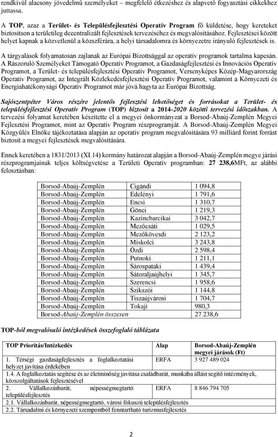Fejlesztései között helyet kapnak a közvetlenül a közszférára, a helyi társadalomra és környezetre irányuló fejlesztések is.