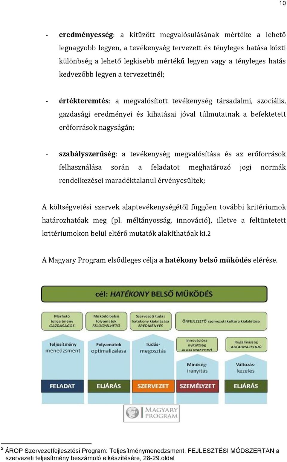 szabályszerűség: a tevékenység megvalósítása és az erőforrások felhasználása során a feladatot meghatározó jogi normák rendelkezései maradéktalanul érvényesültek; A költségvetési szervek