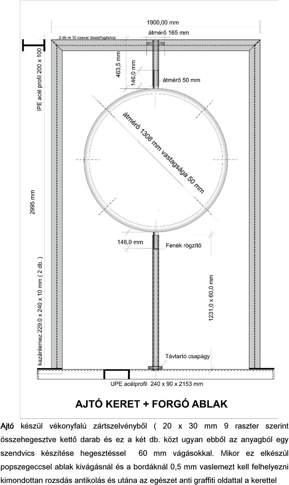 közt ugyan ebből az anyagból egy szendvics készítése hegesztéssel 60 mm vágásokkal.