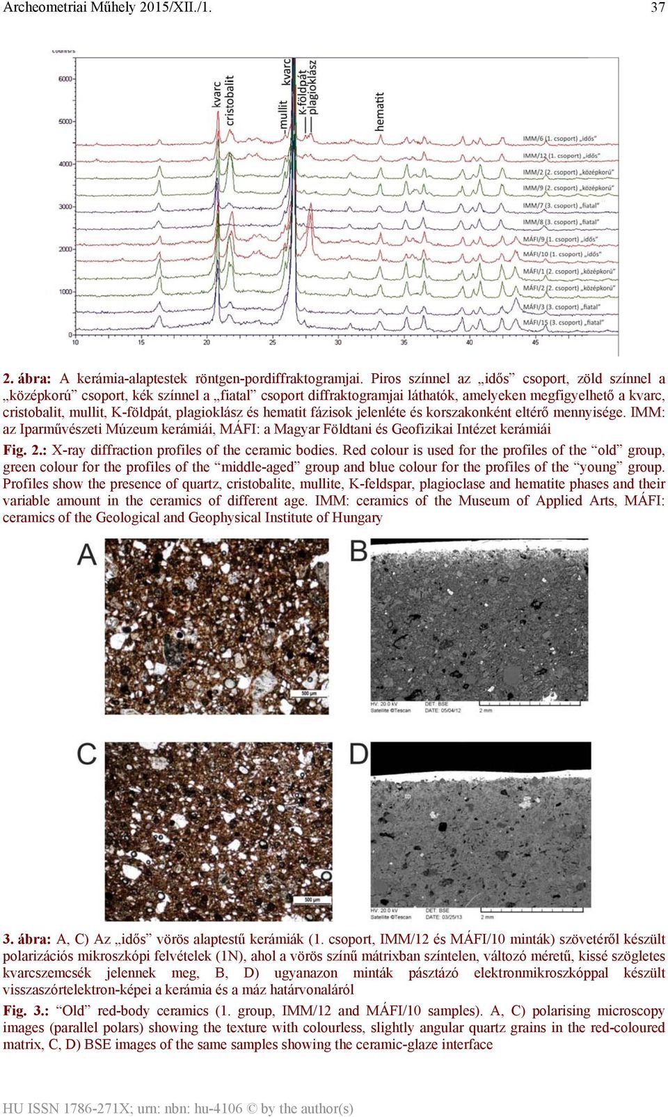 és hematit fázisok jelenléte és korszakonként eltérő mennyisége. IMM: az Iparművészeti Múzeum kerámiái, MÁFI: a Magyar Földtani és Geofizikai Intézet kerámiái Fig. 2.