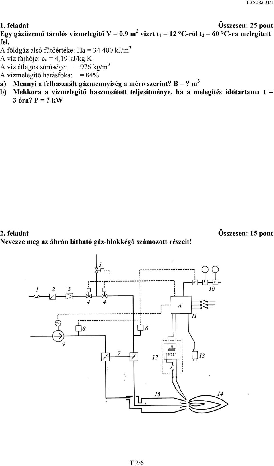 hatásfoka: ƞ = 84% a) Mennyi a felhasznált gázmennyiség a mérő szerint? B =?