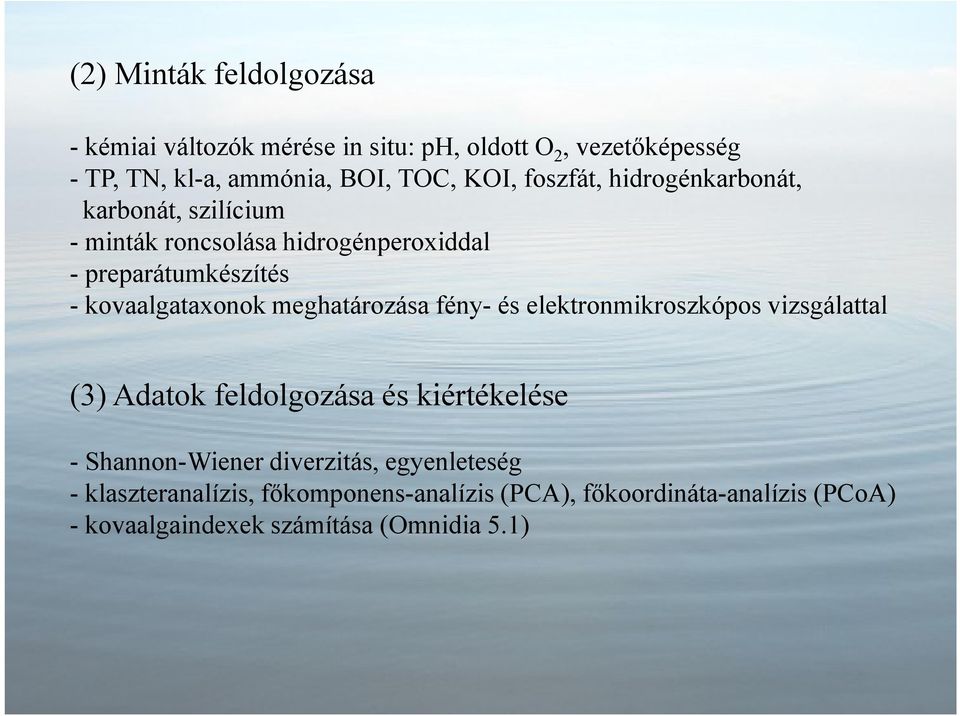 kovaalgataxonok meghatározása fény- és elektronmikroszkópos vizsgálattal (3) Adatok feldolgozása és kiértékelése -