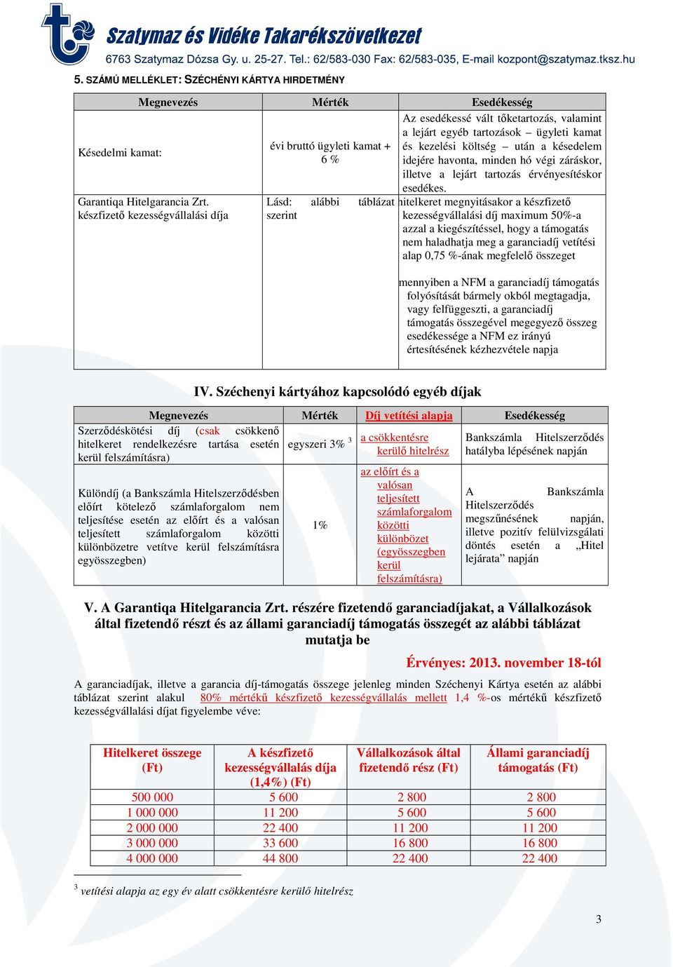 után a késedelem idejére havonta, minden hó végi záráskor, illetve a lejárt tartozás érvényesítéskor esedékes.