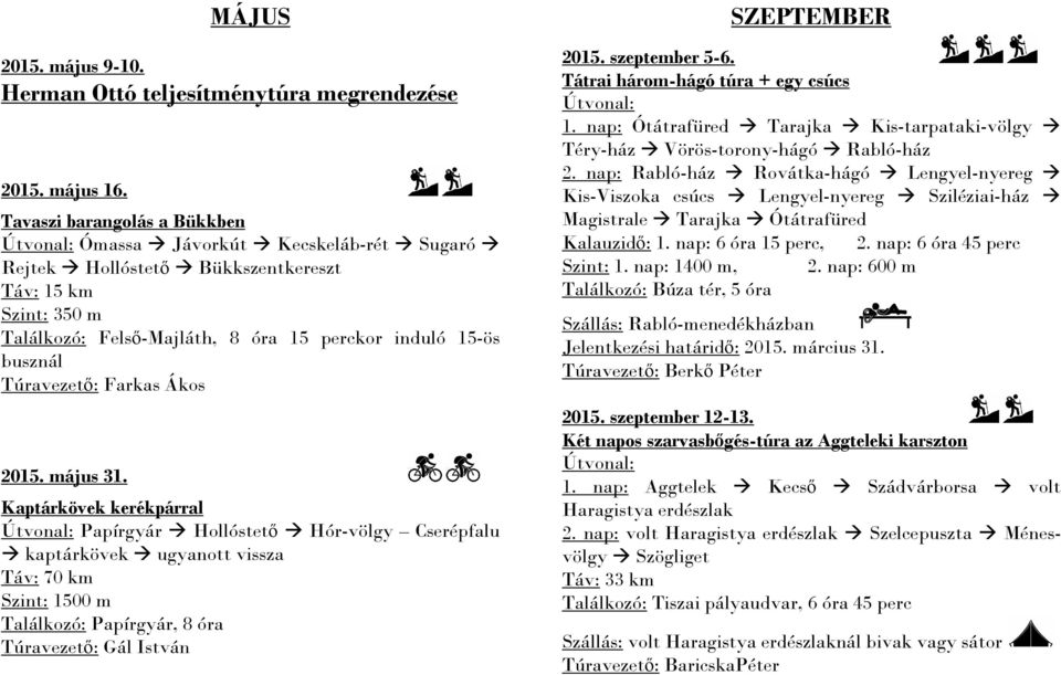 Túravezető: Farkas Ákos 2015. május 31.