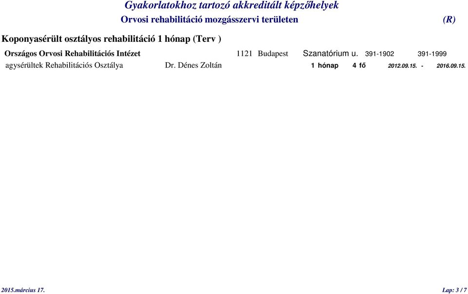391-1902 391-1999 agysérültek Rehabilitációs Osztálya Dr.