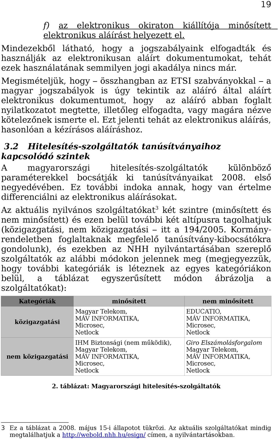 Megismételjük, hogy összhangban az ETSI szabványokkal a magyar jogszabályok is úgy tekintik az aláíró által aláírt elektronikus dokumentumot, hogy az aláíró abban foglalt nyilatkozatot megtette,