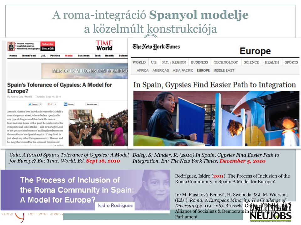 December 5, 2010 Rodríguez, Isidro (2011). The Process of Inclusion of the Roma Community in Spain: A Model for Europe? In: M. Flasiková-Benová, H.