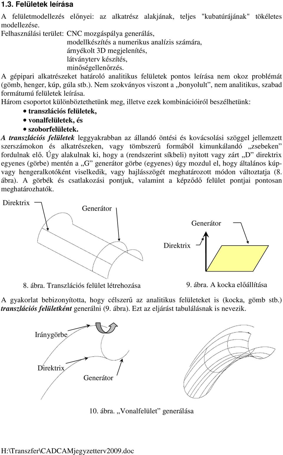 A gépipari alkatrészeket határoló analitikus felületek pontos leírása nem okoz problémát (gömb, henger, kúp, gúla stb.).