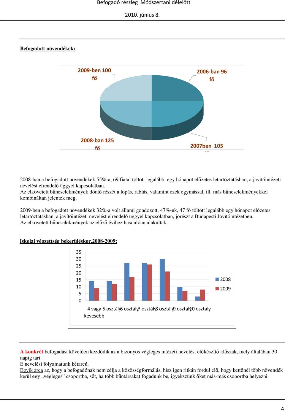 2009-ben a befogadott növendékek 32%-a volt állami gondozott.