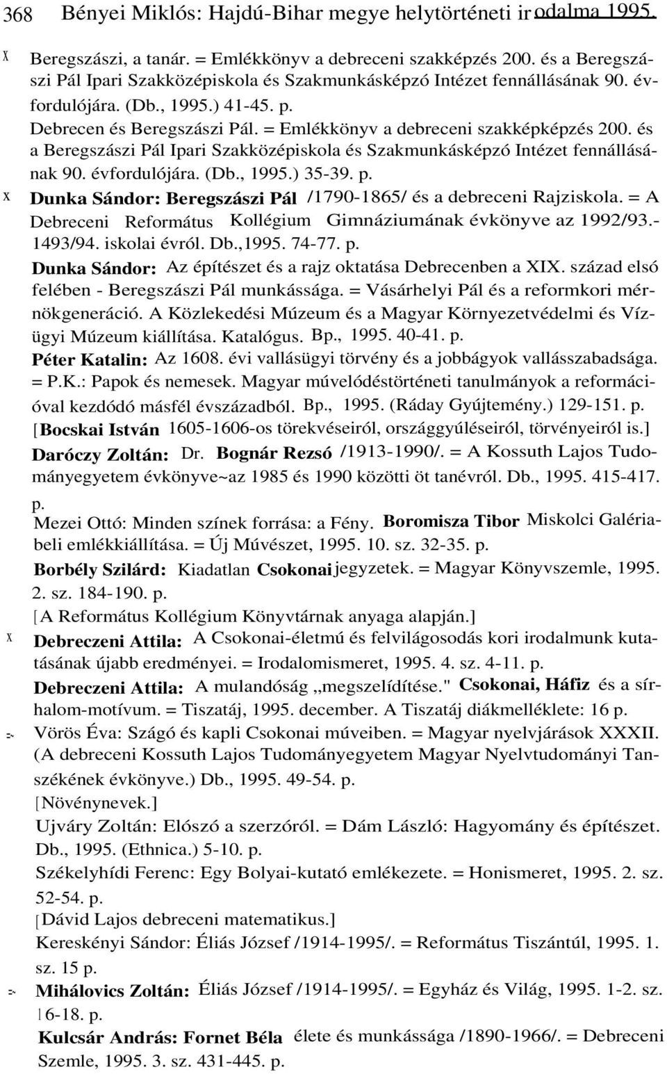 és a Beregszászi Pál Ipari Szakközépiskola és Szakmunkásképzó Intézet fennállásának 90. évfordulójára. (Db., 1995.) 35-39. p. Dunka Sándor: Beregszászi Pál /1790-1865/ és a debreceni Rajziskola.