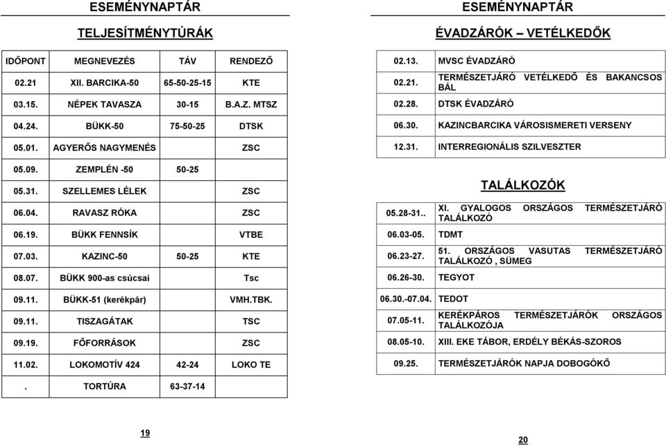 02. LOKOMOTÍV 424 42-24 LOKO TE ESEMÉNYNAPTÁR ÉVADZÁRÓK VETÉLKEDŐK 02.13. MVSC ÉVADZÁRÓ 02.21. TERMÉSZETJÁRÓ VETÉLKEDŐ ÉS BAKANCSOS BÁL 02.28. DTSK ÉVADZÁRÓ 06.30.