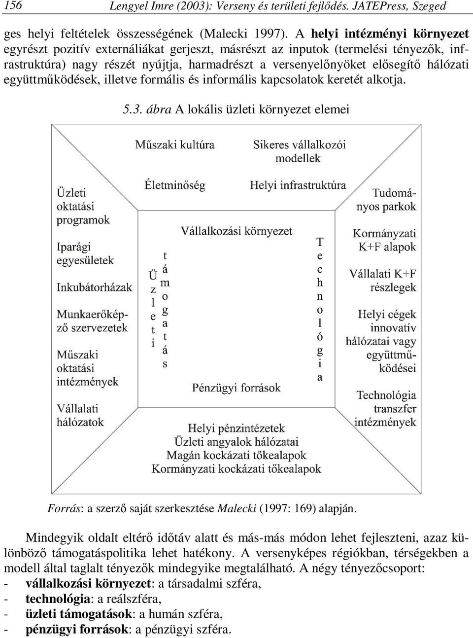 együttműködések, illetve formális és informális kapcsolatok keretét alkotja. 5.3. ábra A lokális üzleti környezet elemei Forrás: a szerző saját szerkesztése Malecki (1997: 169) alapján.