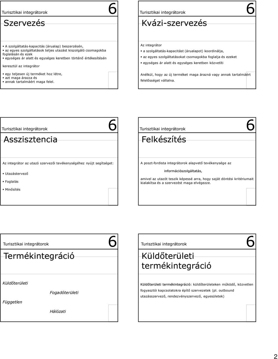 Az integrátor a szolgáltatás kapacitást (árualapot) koordinálja, az egyes szolgáltatásokat csomagokba foglalja és ezeket egységes ár alatt és egységes keretben közvetíti Anélkül, hogy az új terméket