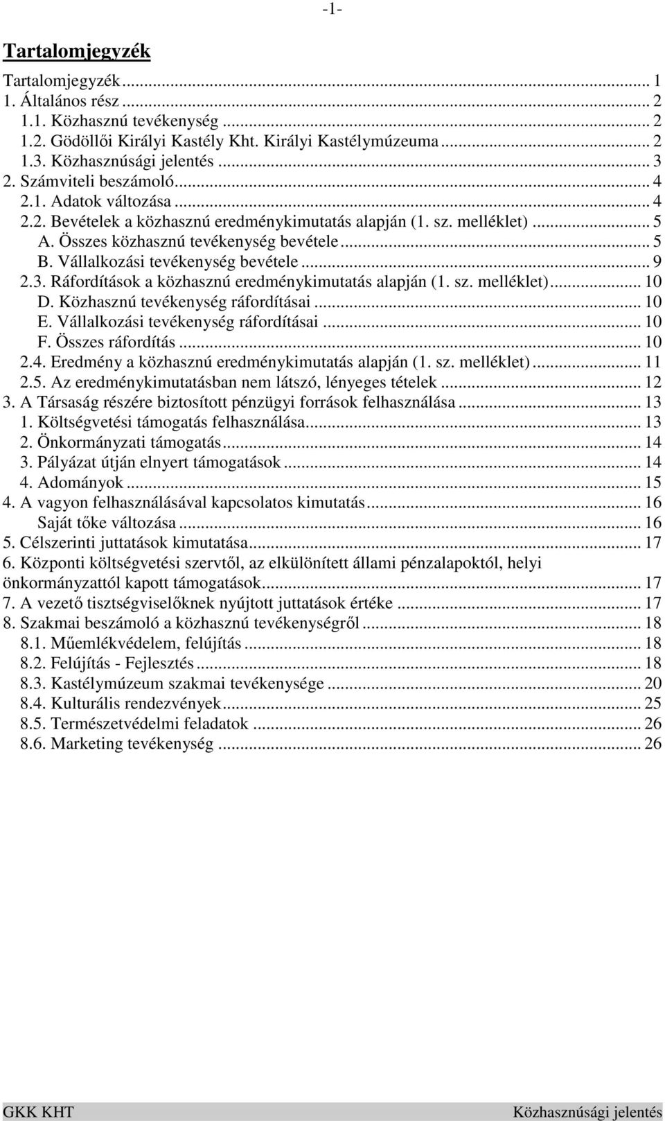 Ráfordítások a közhasznú eredménykimutatás alapján (1. sz. melléklet)... 10 D. Közhasznú tevékenység ráfordításai... 10 E. Vállalkozási tevékenység ráfordításai... 10 F. Összes ráfordítás... 10 2.4.