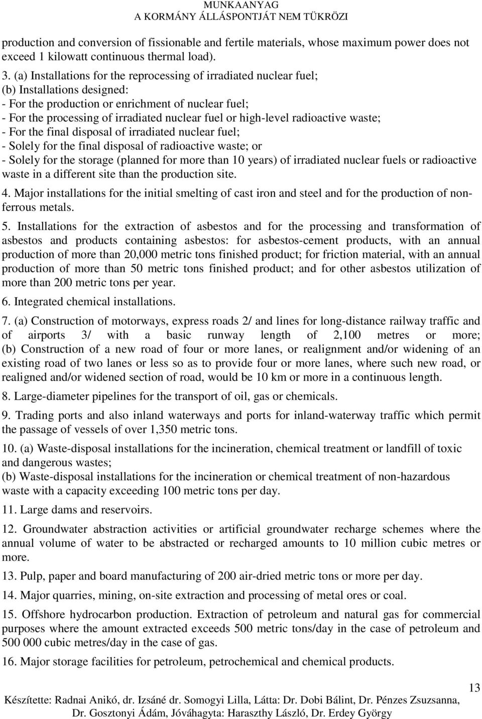 high-level radioactive waste; - For the final disposal of irradiated nuclear fuel; - Solely for the final disposal of radioactive waste; or - Solely for the storage (planned for more than 10 years)