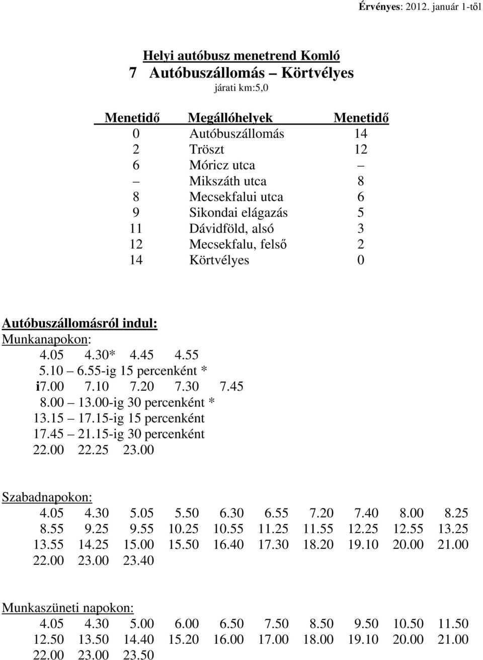 Mecsekfalu, fels 2 14 Körtvélyes 0 4.05 4.30* 4.45 4.55 5.10 6.55-ig 15 percenként * i7.00 7.10 7.20 7.30 7.45 8.00 13.00-ig 30 percenként * 13.15 17.15-ig 15 percenként 17.45 21.