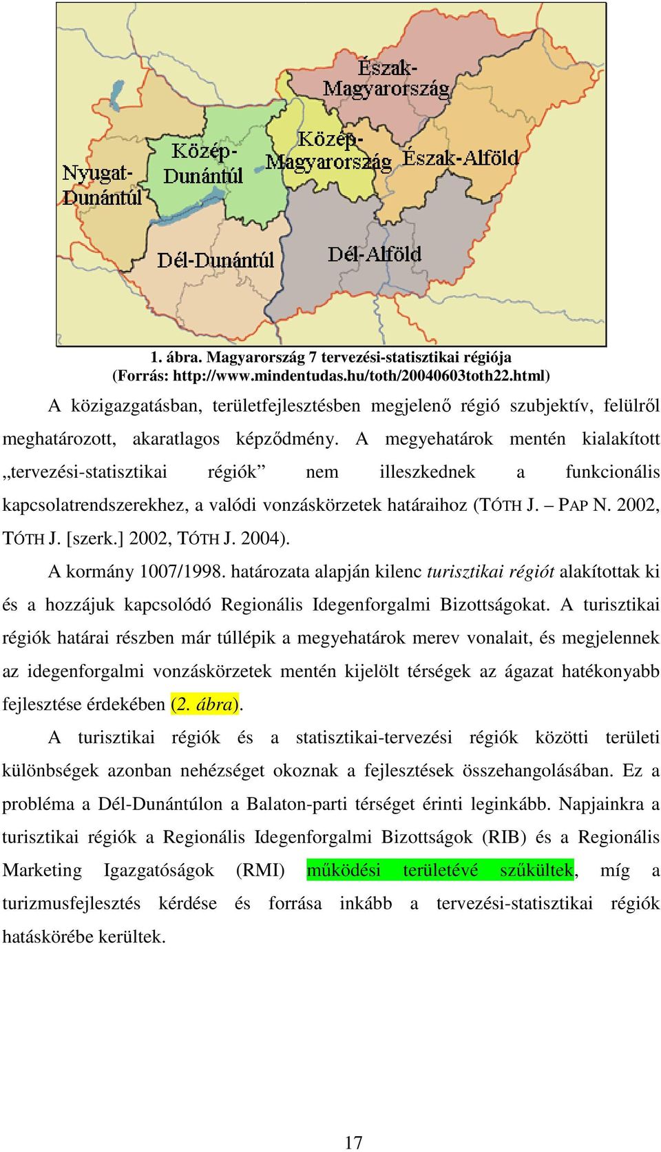 A megyehatárok mentén kialakított tervezési-statisztikai régiók nem illeszkednek a funkcionális kapcsolatrendszerekhez, a valódi vonzáskörzetek határaihoz (TÓTH J. PAP N. 2002, TÓTH J. [szerk.