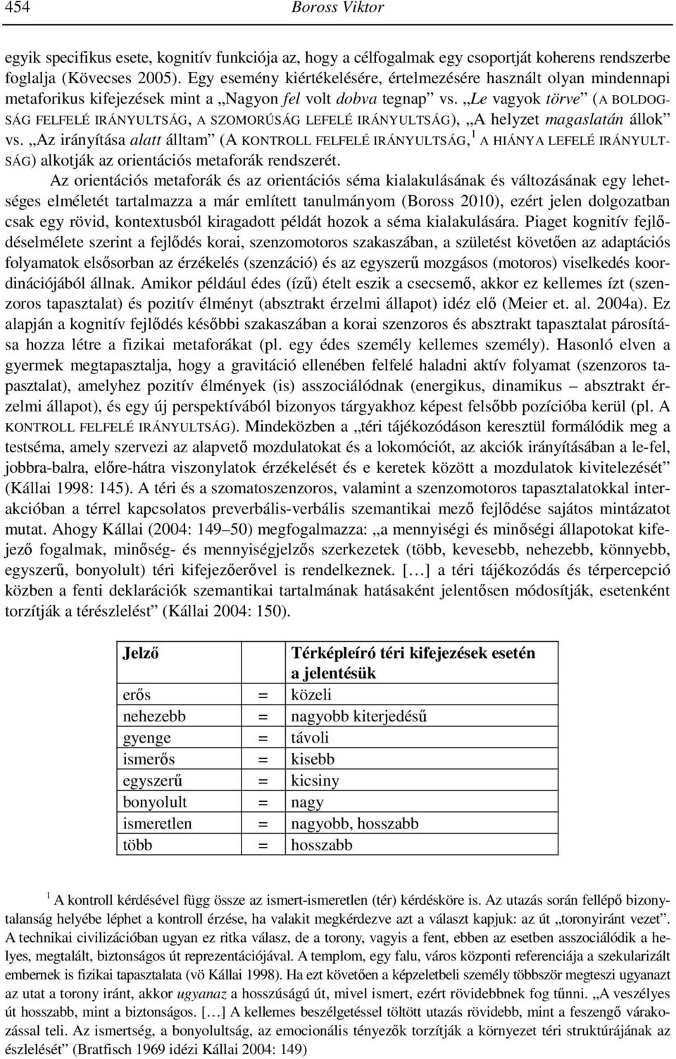 Le vagyok törve (A BOLDOG- SÁG FELFELÉ IRÁNYULTSÁG, A SZOMORÚSÁG LEFELÉ IRÁNYULTSÁG), A helyzet magaslatán állok vs.