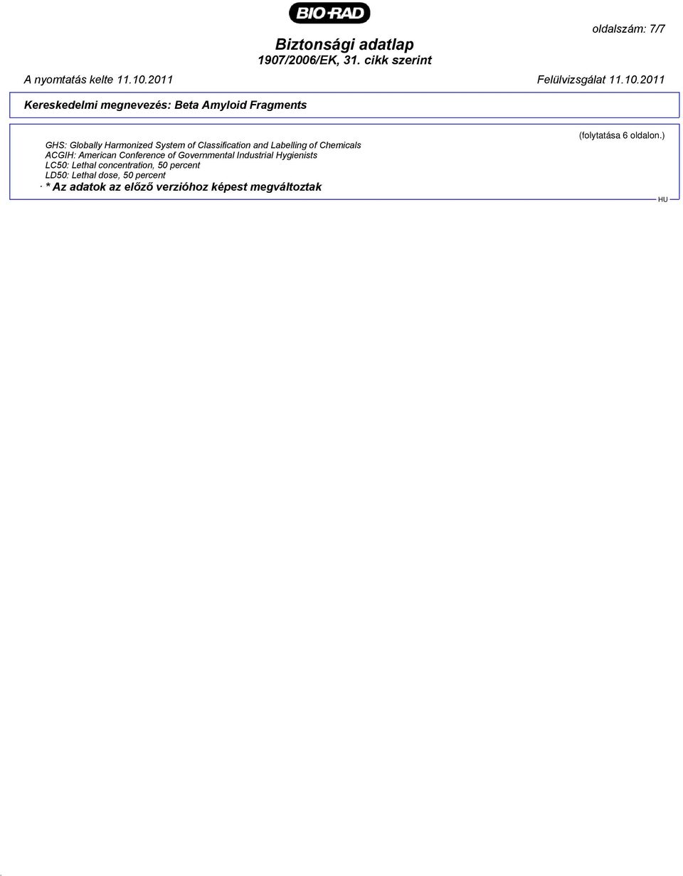 Conference of Governmental Industrial Hygienists LC50: Lethal concentration, 50