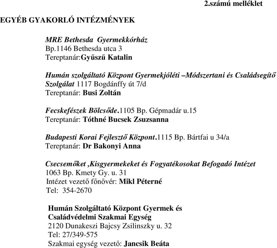 Fecskefészek Bölcsőde.1105 Bp. Gépmadár u.15 Tereptanár: Tóthné Bucsek Zsuzsanna Budapesti Korai Fejlesztő Központ.1115 Bp.