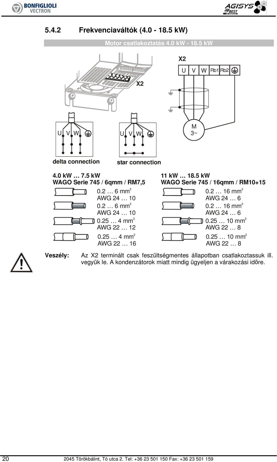 5 kw WAGO Serie 745 / 16qmm / RM10+15 0. 16 mm AWG 4 6 0. 16 mm AWG 4 6 0.5 10 mm AWG 8 0.