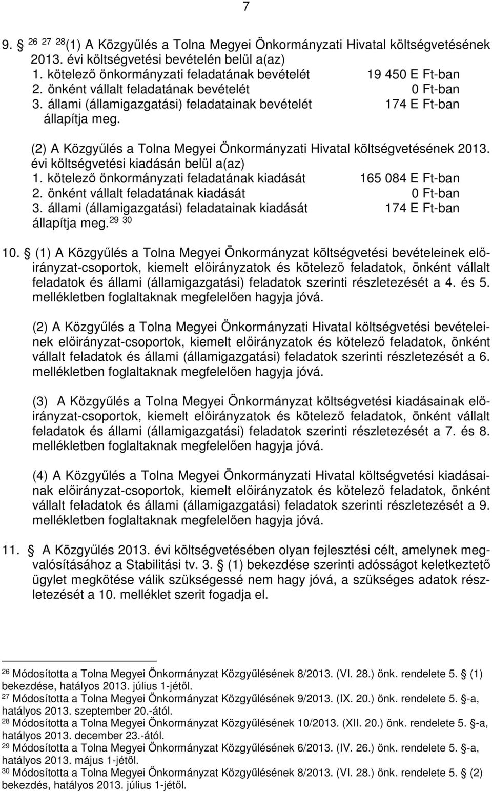 évi költségvetési kiadásán belül a(az) 1. kötelező önkormányzati feladatának kiadását 165 084 E Ft-ban 2. önként vállalt feladatának kiadását 0 Ft-ban 3.