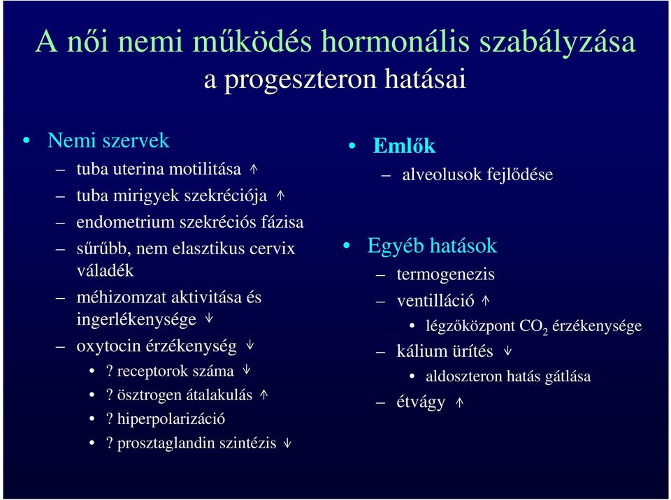 receptorok száma? ösztrogen átalakulás? hiperpolarizáció?