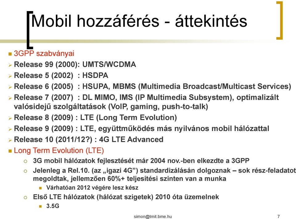 nyilvános mobil hálózattal Release 10 