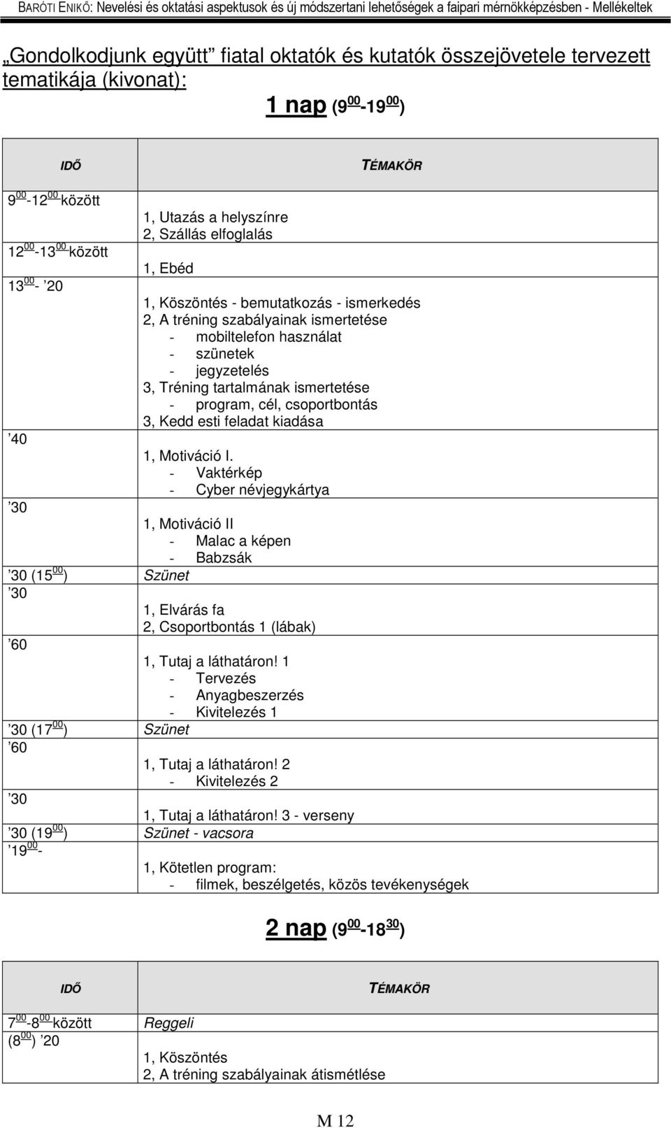 program, cél, csoportbontás 3, Kedd esti feladat kiadása 1, Motiváció I.