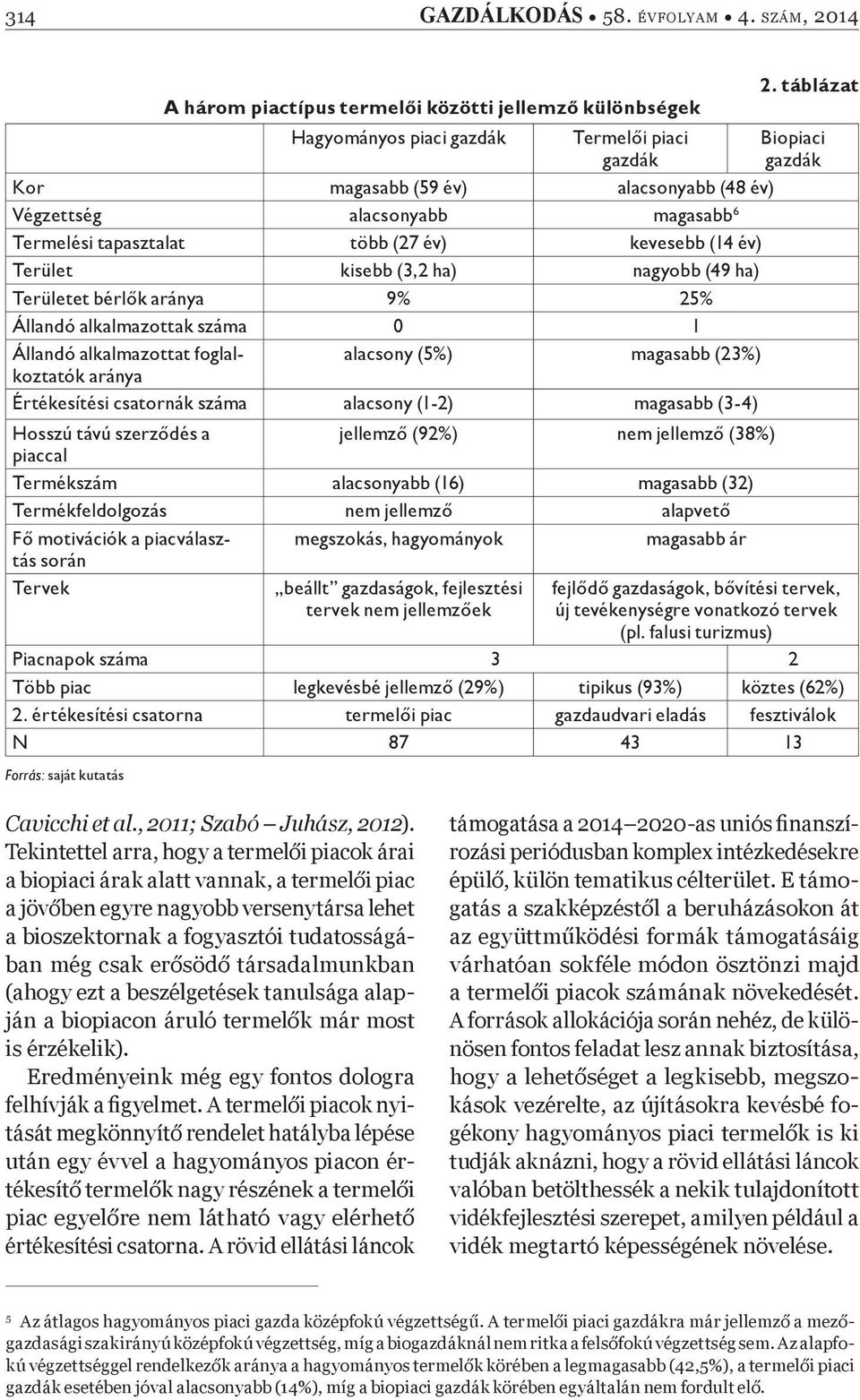 Terület kisebb (3,2 ha) nagyobb (49 ha) Területet bérl k aránya 9% 25% Állandó alkalmazottak száma 0 1 Állandó alkalmazottat foglalkoztatók alacsony (5%) magasabb (23%) aránya Értékesítési csatornák