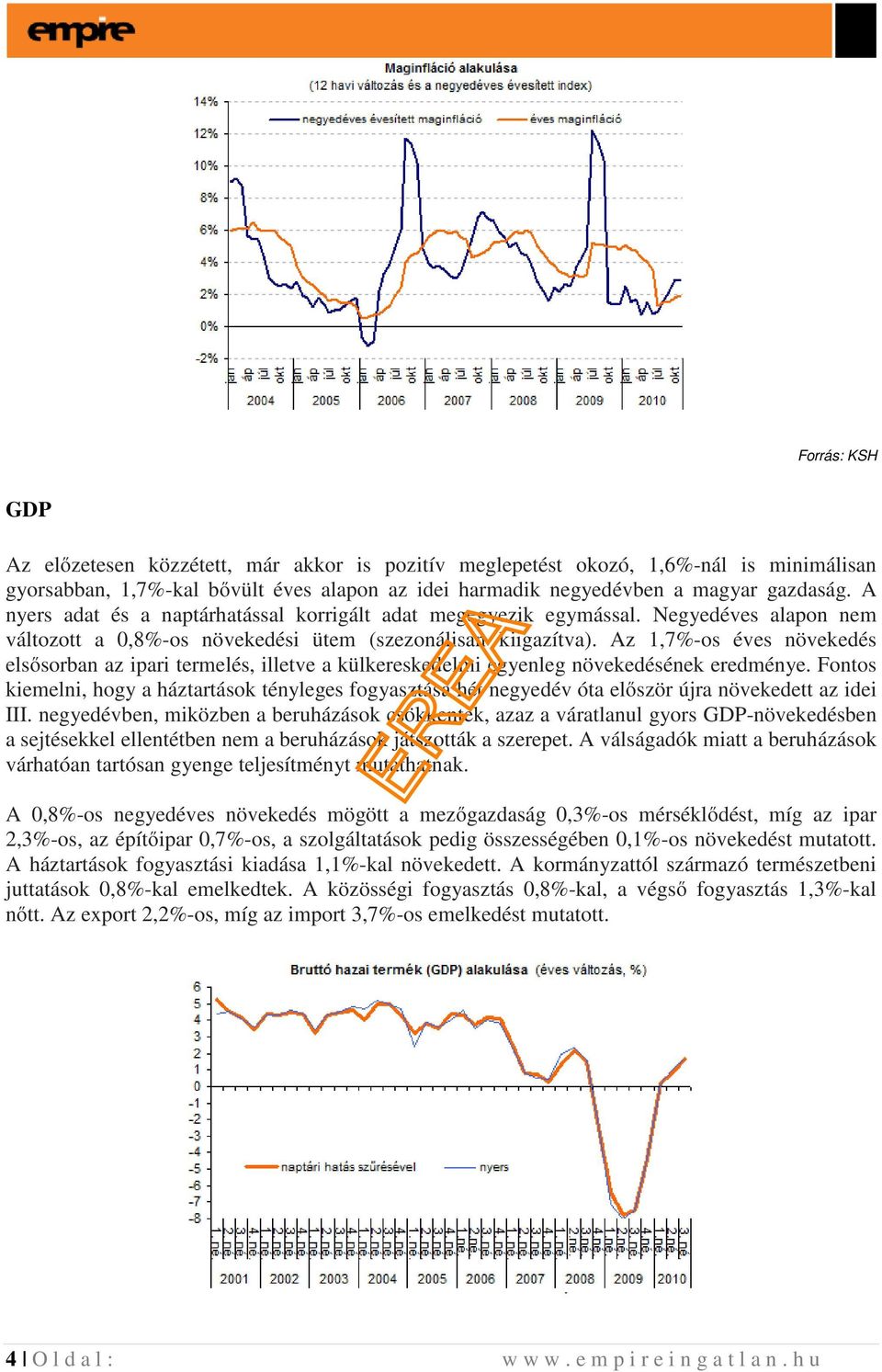 Az 1,7%-os éves növekedés elsősorban az ipari termelés, illetve a külkereskedelmi egyenleg növekedésének eredménye.