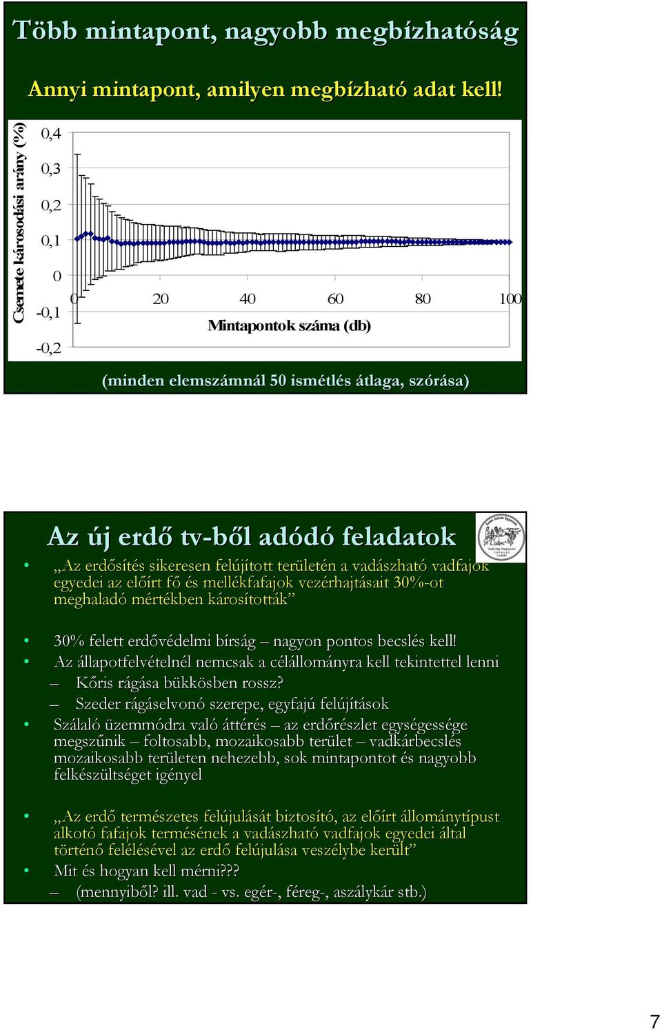 erdősítés s sikeresen felújított terület letén n a vadászhat szható vadfajok egyedei az előírt főf és mellékfafajok vezérhajt rhajtásait 30%-ot meghaladó mértékben károsk rosították 30% felett