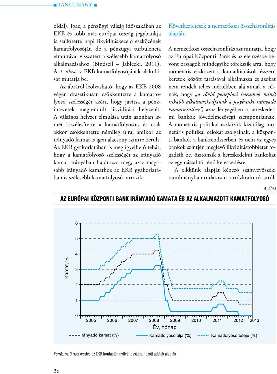 szélesebb kamatfolyosó alkalmazásához (Bindseil Jabłecki, 2011). A 4. ábra az EKB kamatfolyosójának alakulását mutatja be.