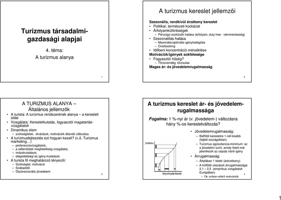 Maximális/optimális igénykielégítés Overbooking Idıbeni koncentráció mérséklése Motivációk/igények sokfélesége Fogyasztói hőség?