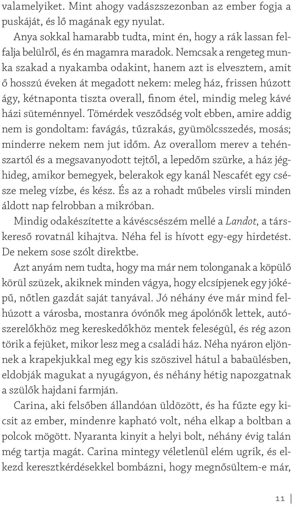 kávé házi süteménnyel. Tömérdek vesződség volt ebben, amire addig nem is gondoltam: favágás, tűzrakás, gyümölcsszedés, mosás; minderre nekem nem jut időm.