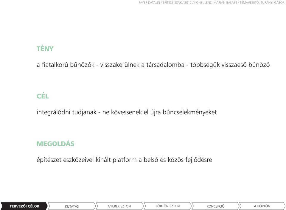 integrálódni tudjanak - ne kövessenek el újra bűncselekményeket MEGOLDÁS építészet eszközeivel