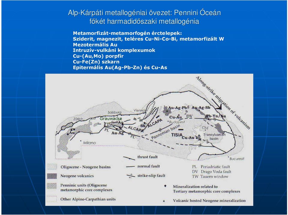 teléres Cu-Ni-Co-Bi, metamorfizált W Mezotermális Au Intruzív-vulkáni