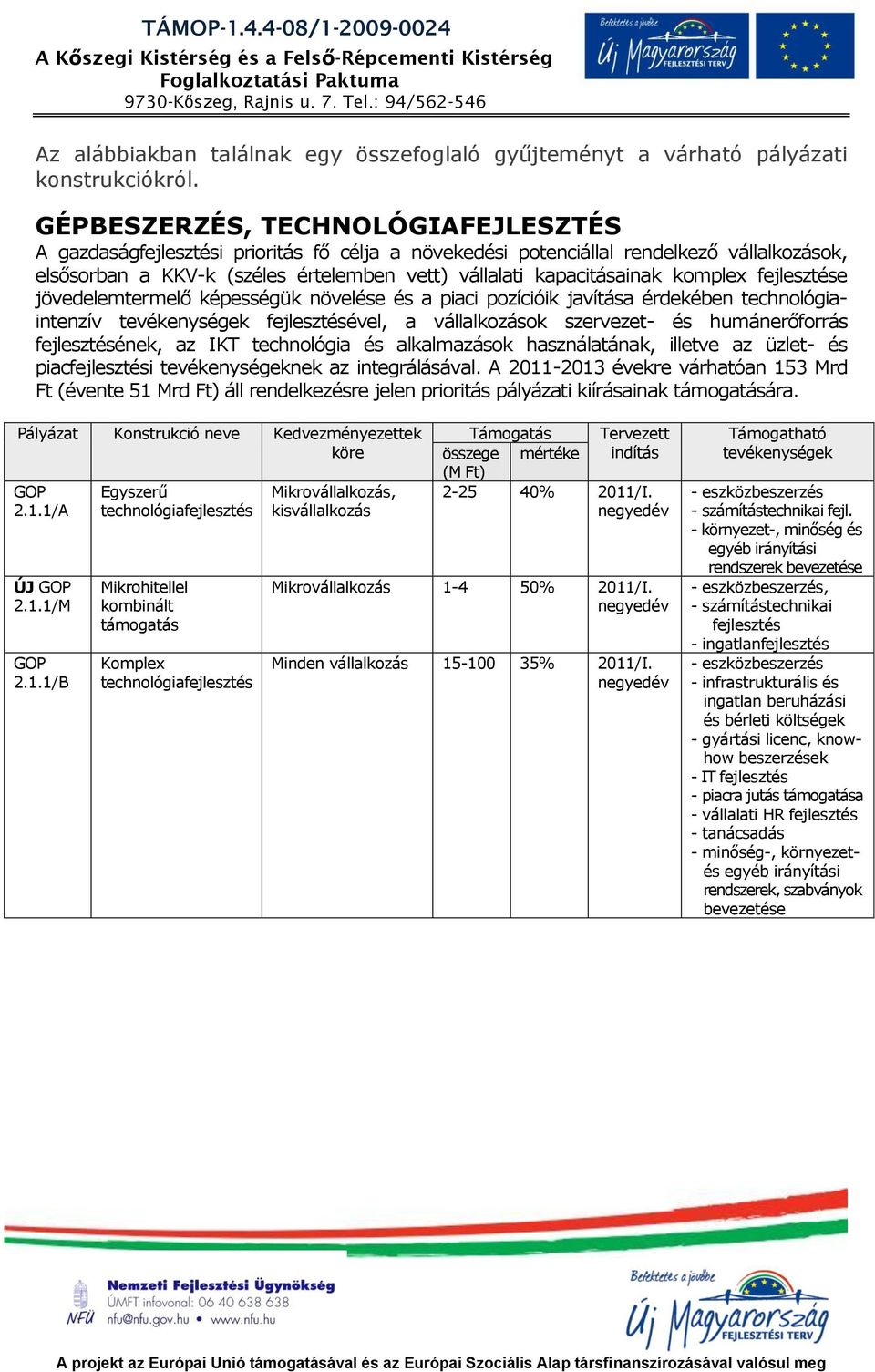 jövedelemtermelő képességük növelése és a piaci pozícióik javítása érdekében technológiaintenzív ével, a vállalkozások szervezet- és humánerőforrás ének, az IKT technológia és alkalmazások