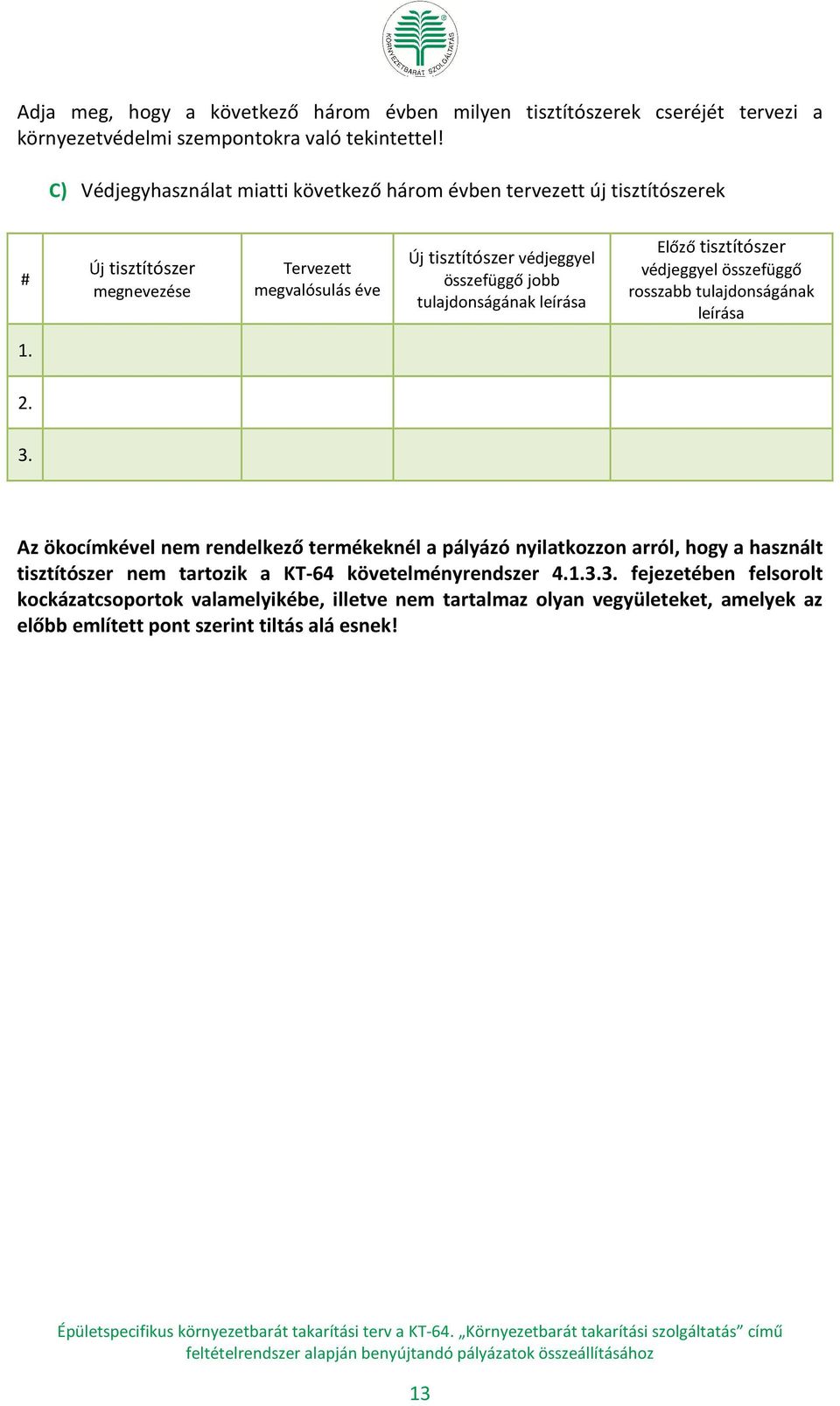 jobb tulajdonságának leírása Előző tisztítószer védjeggyel összefüggő rosszabb tulajdonságának leírása Az ökocímkével nem rendelkező termékeknél a pályázó nyilatkozzon arról,