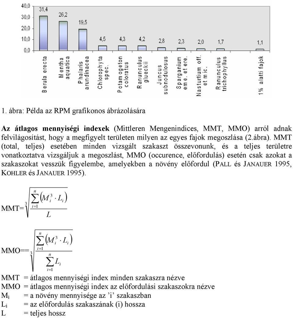 MMT (total, teljes) esetében minden vizsgált szakaszt összevonunk, és a teljes területre vonatkoztatva vizsgáljuk a megoszlást, MMO (occurence, előfordulás) esetén csak azokat a szakaszokat vesszük